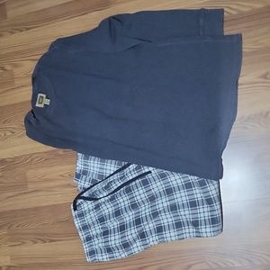 2 Mens XL sleep set pajamas Stafford  pj pants Foundry thermal shirt gray plaid